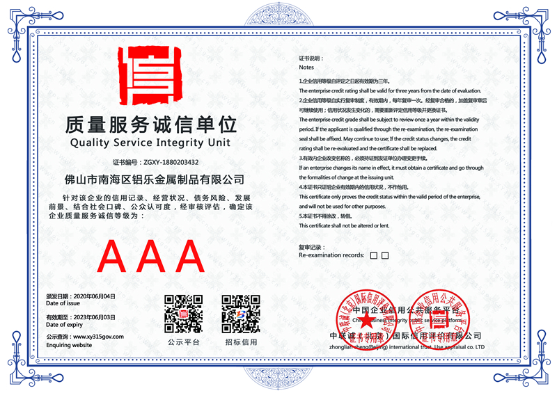 福建質(zhì)量服務(wù)誠信單位