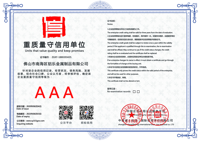 福建重質(zhì)量守信用單位